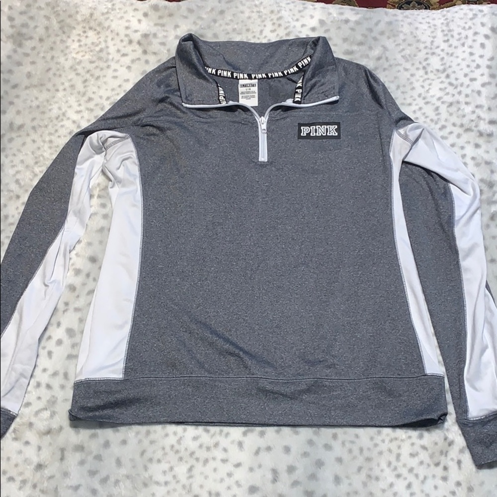 Gray PINK Half Zip Long Sleeve
